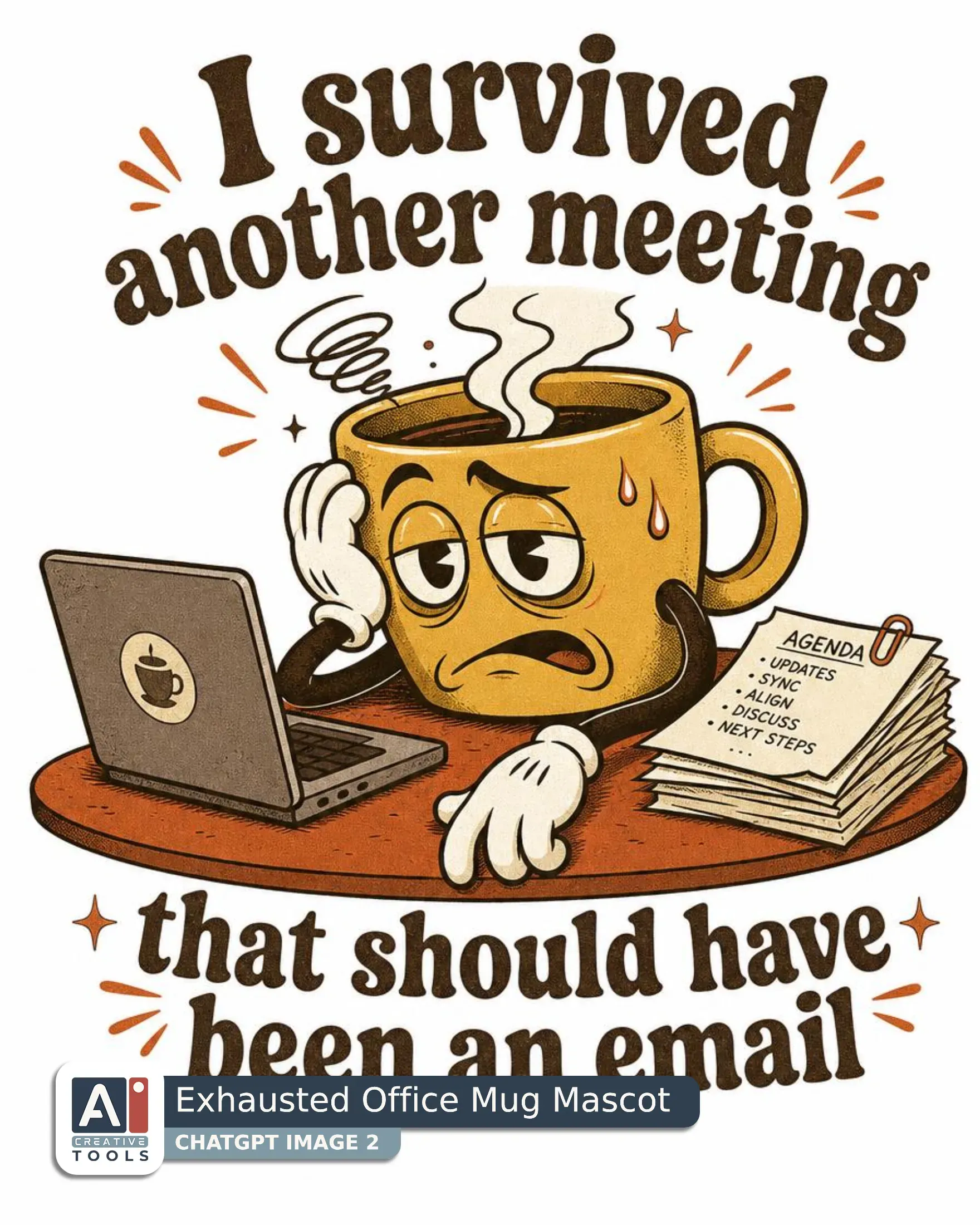 Exhausted Office Mug Mascot (ChatGPT)