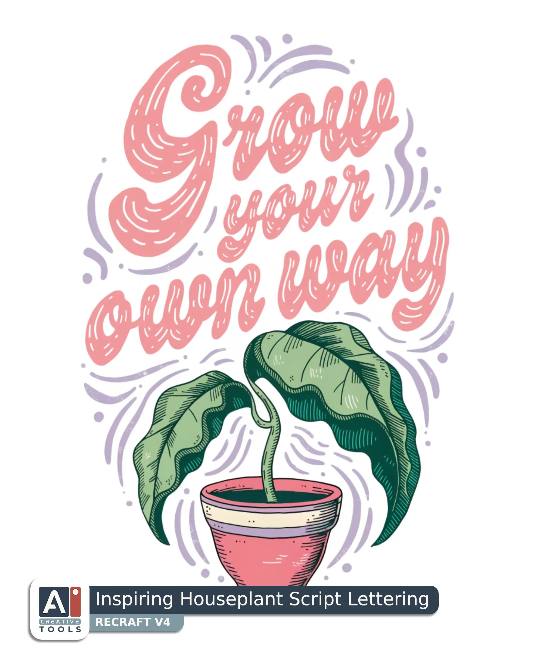 Inspiring Houseplant Script Lettering (Recraft)