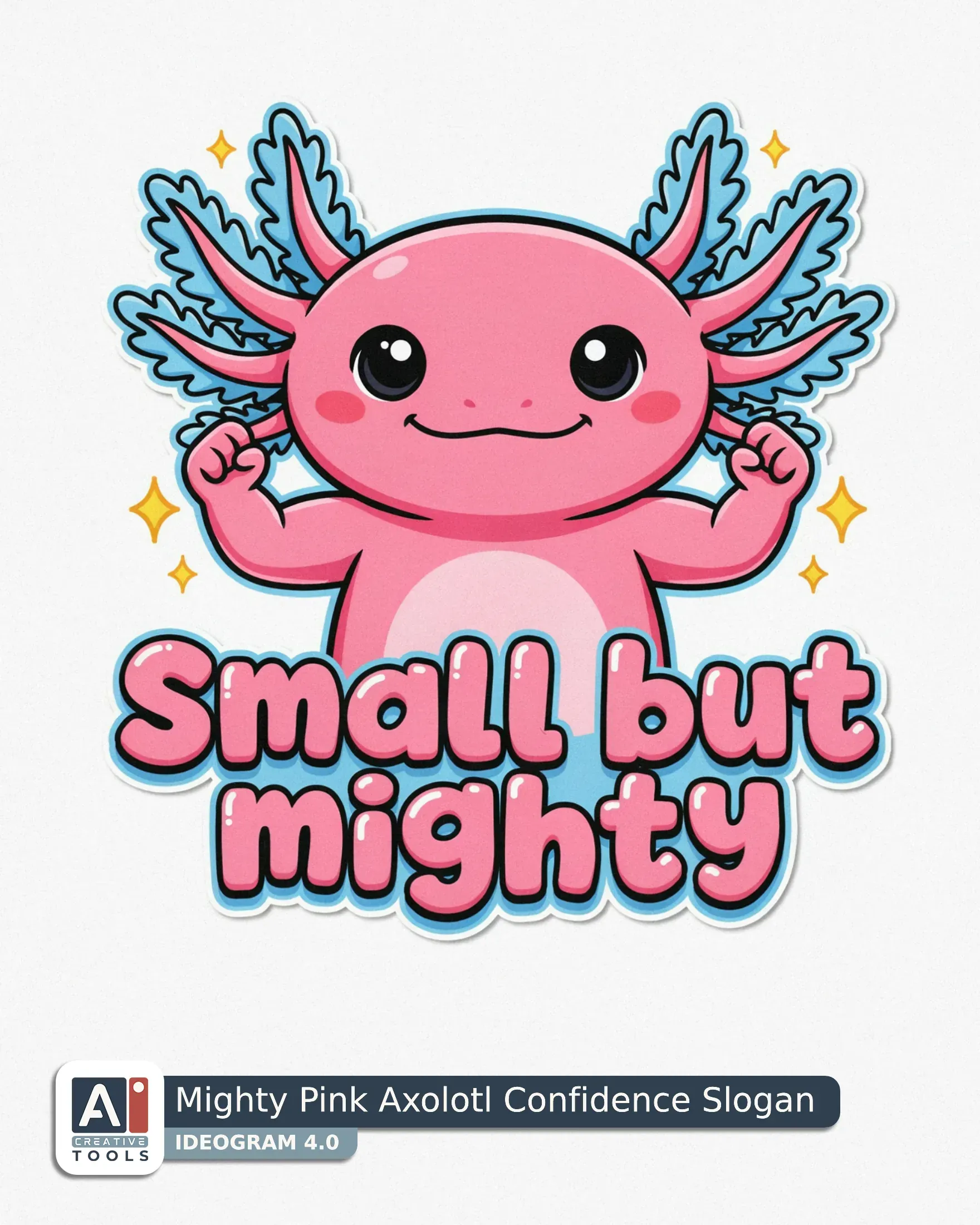 Mighty Pink Axolotl Confidence Slogan (Ideogram)