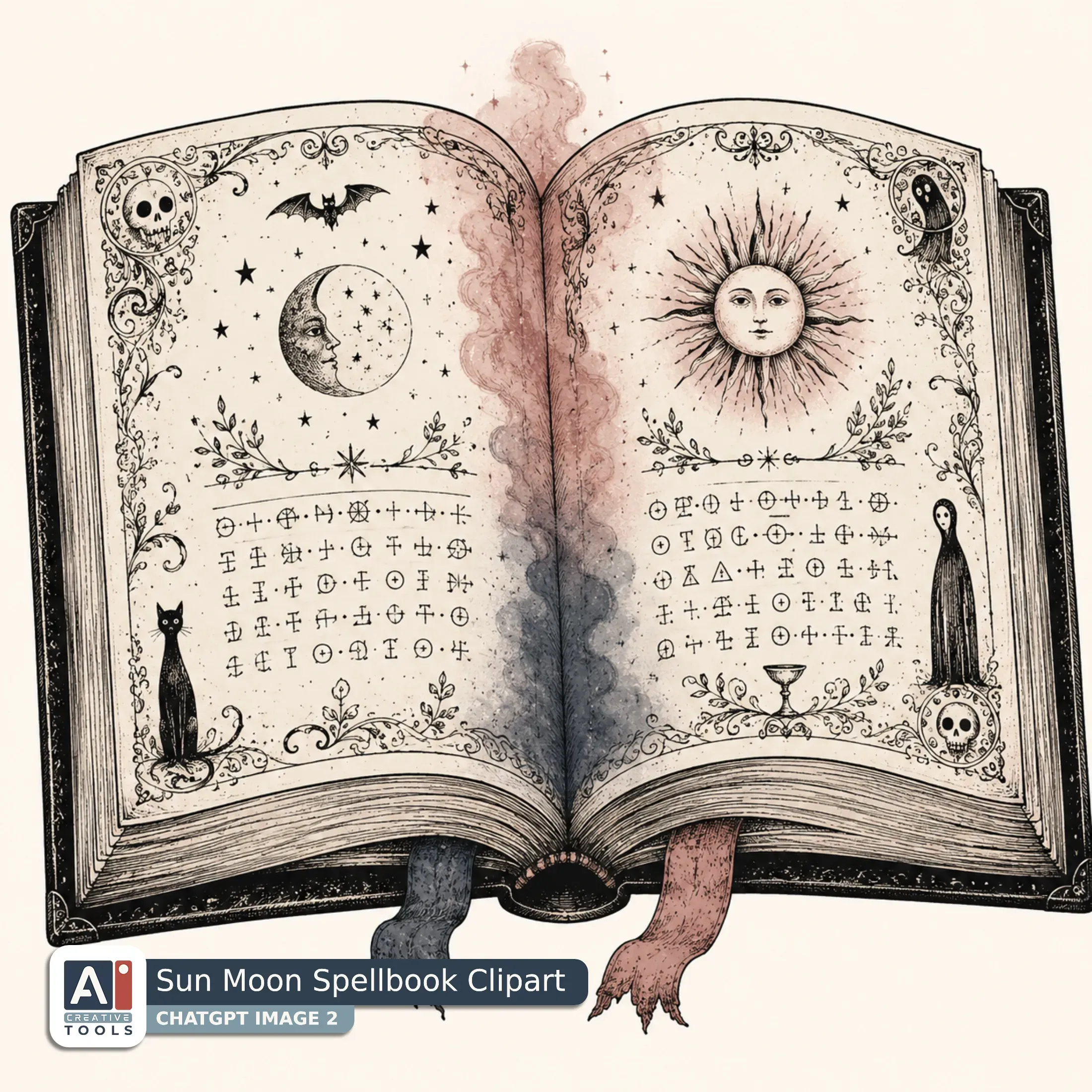 Sun Moon Spellbook Clipart