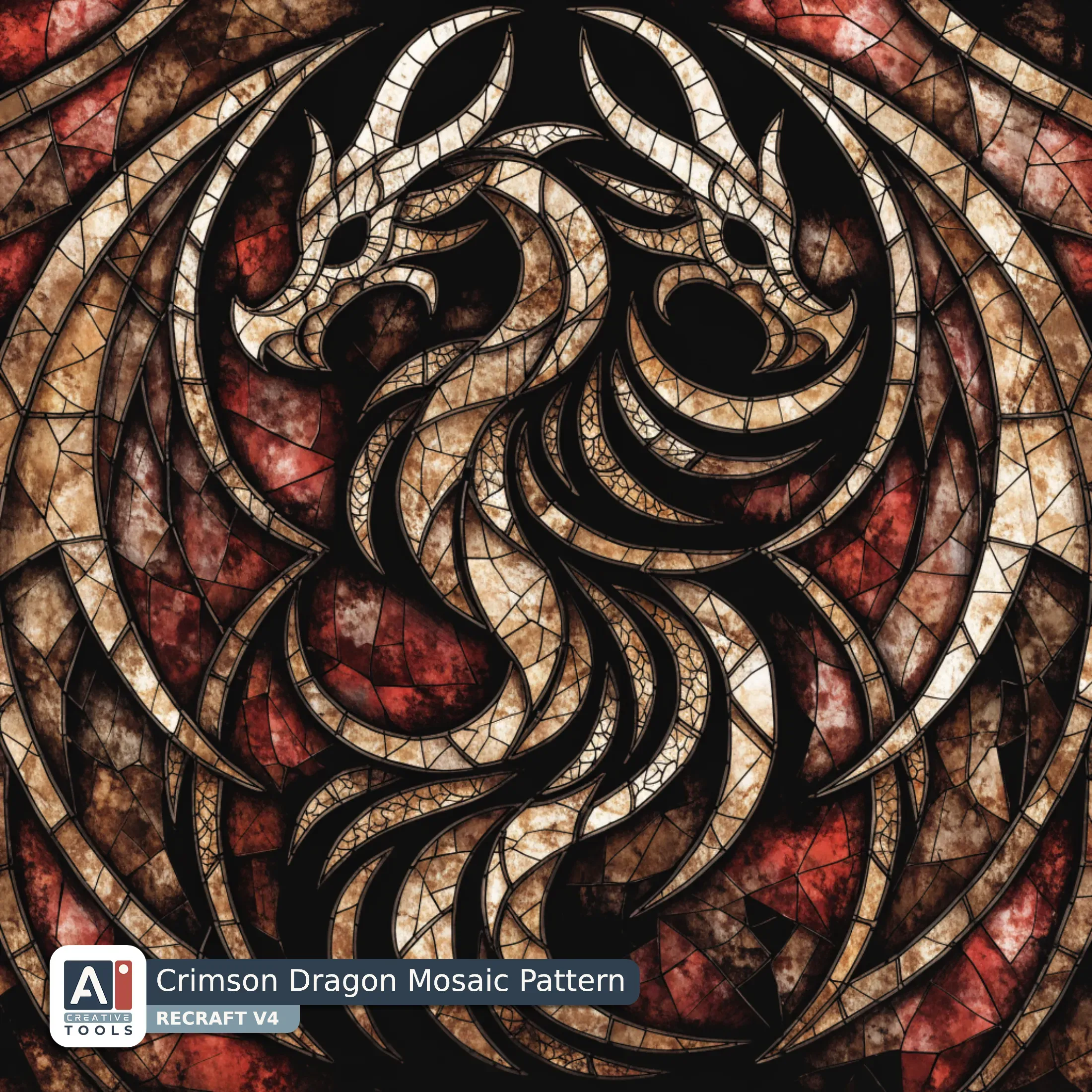 Crimson Dragon Mosaic Pattern