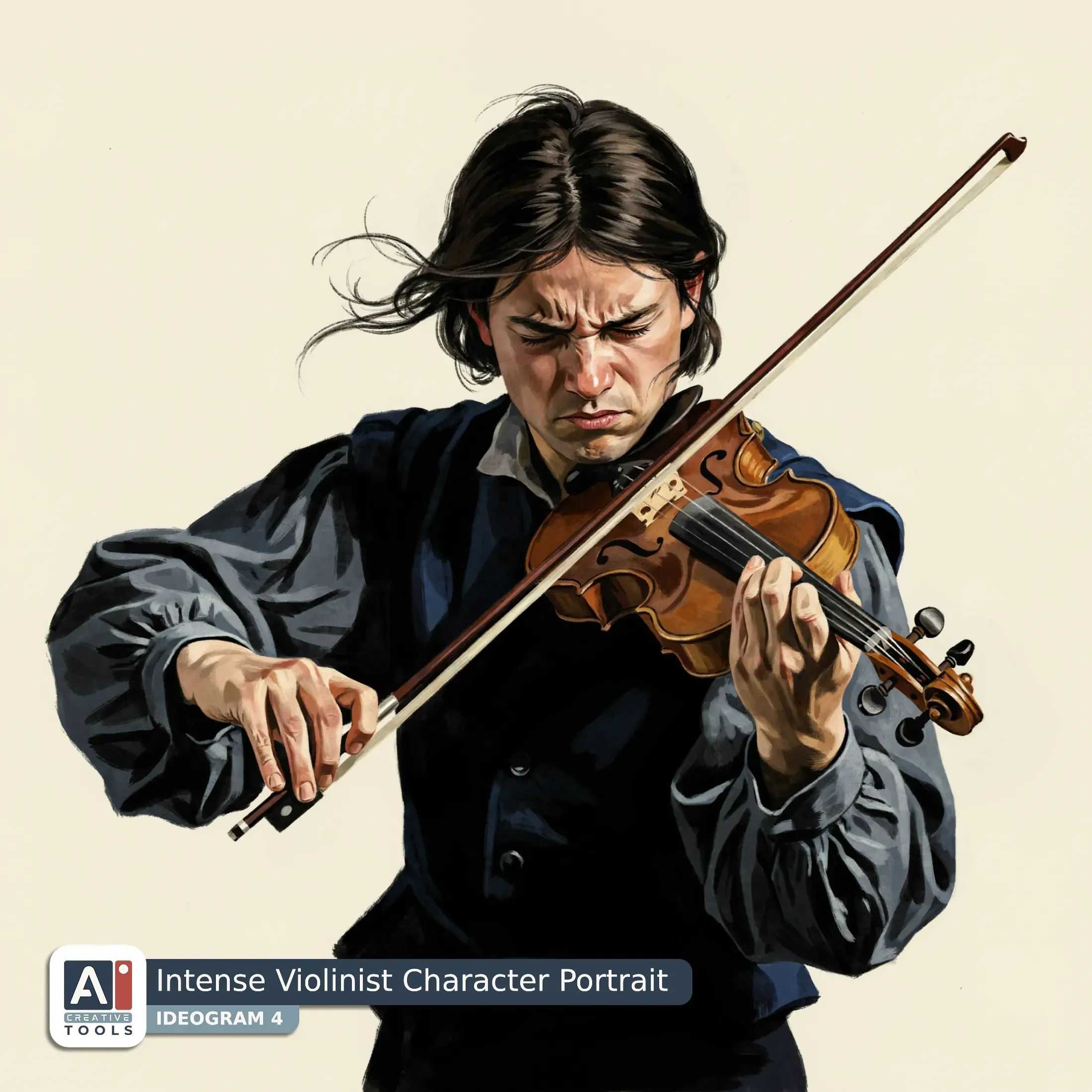 Intense Violinist Character Portrait