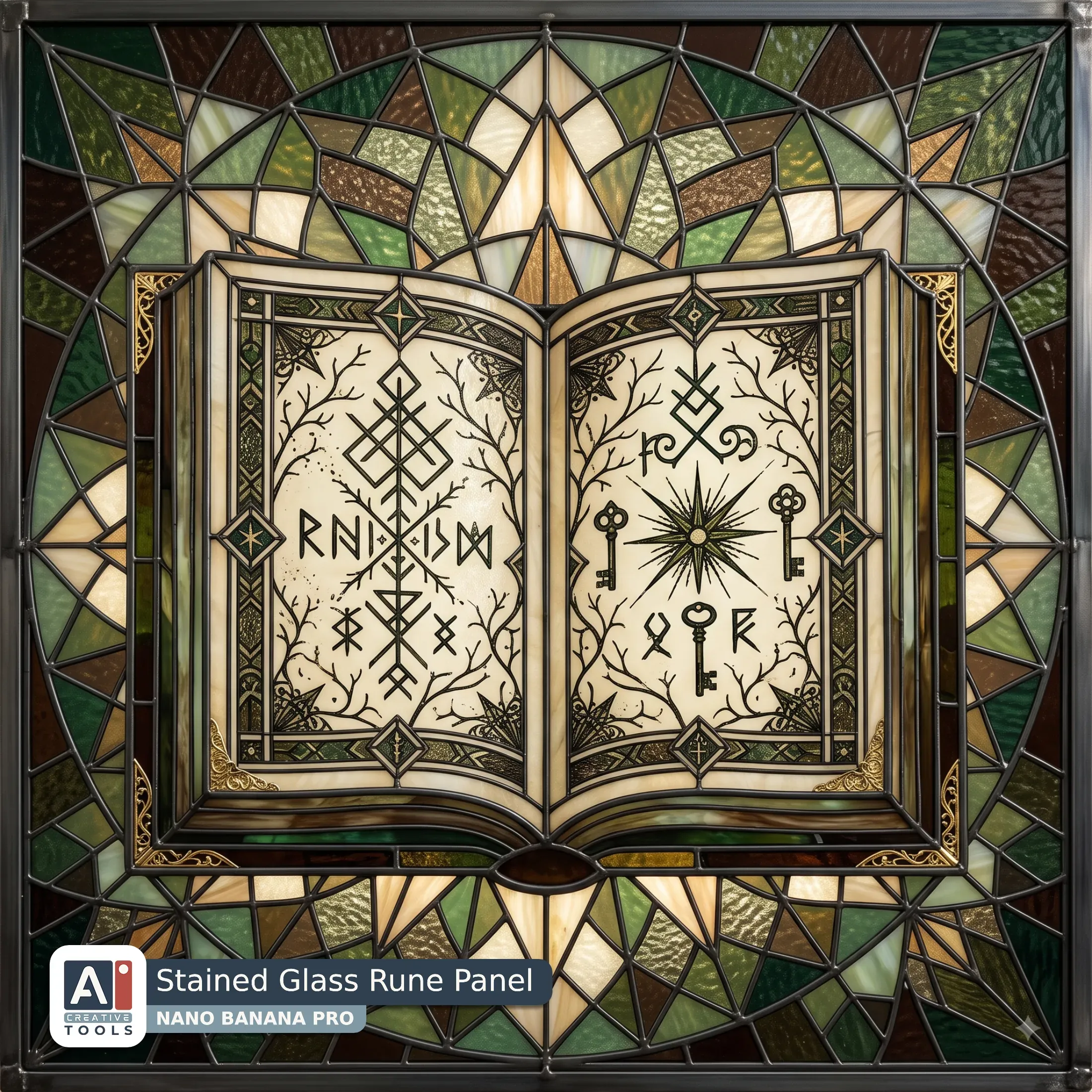 Stained Glass Rune Panel