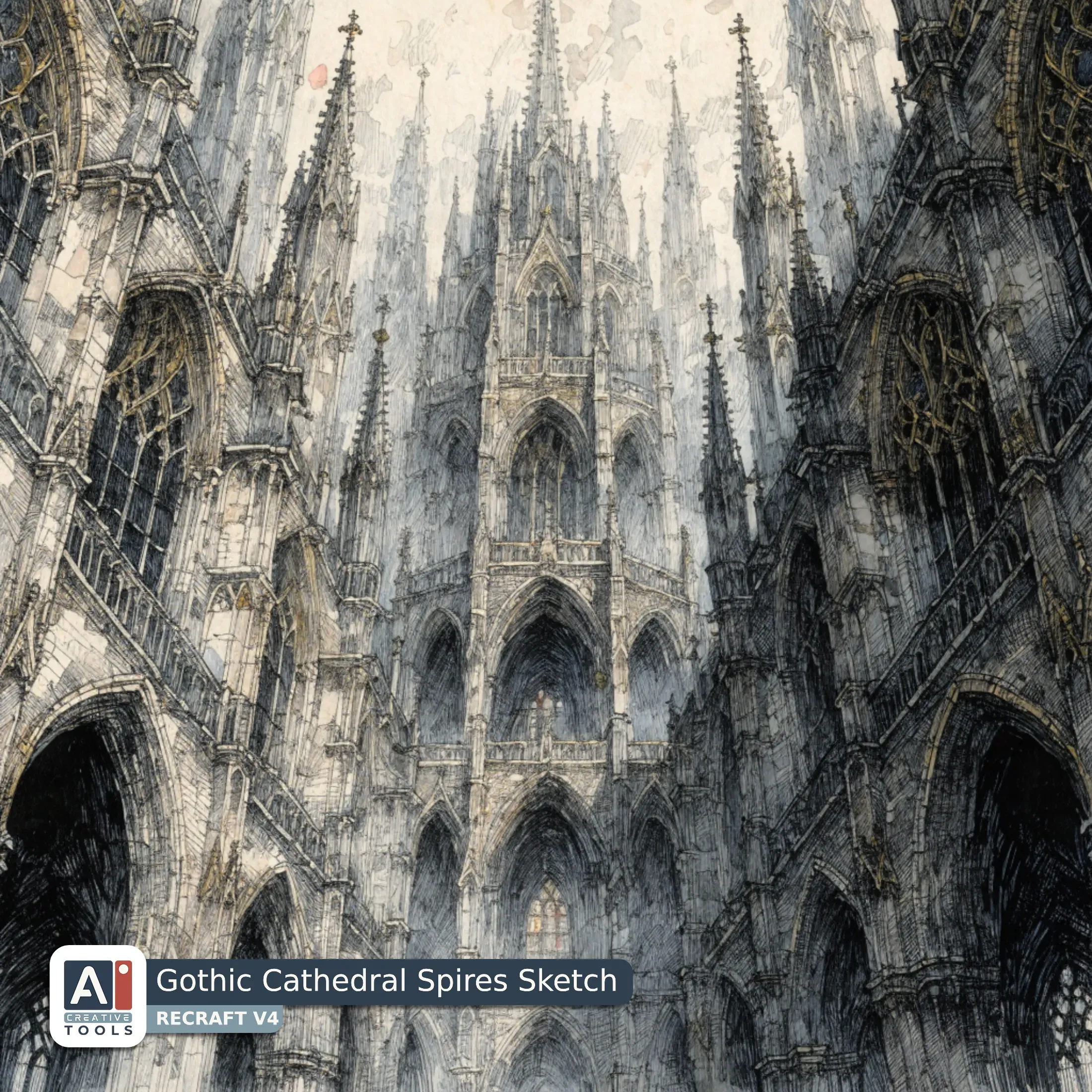 Gothic Cathedral Spires Sketch