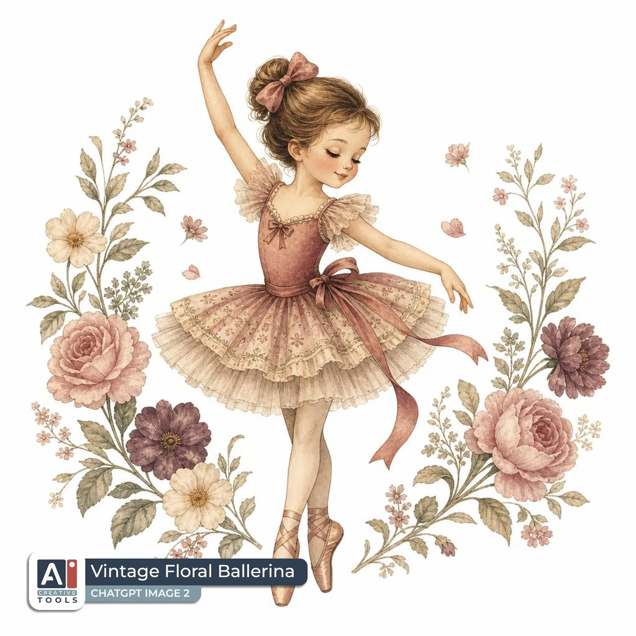 Vintage Floral Ballerina