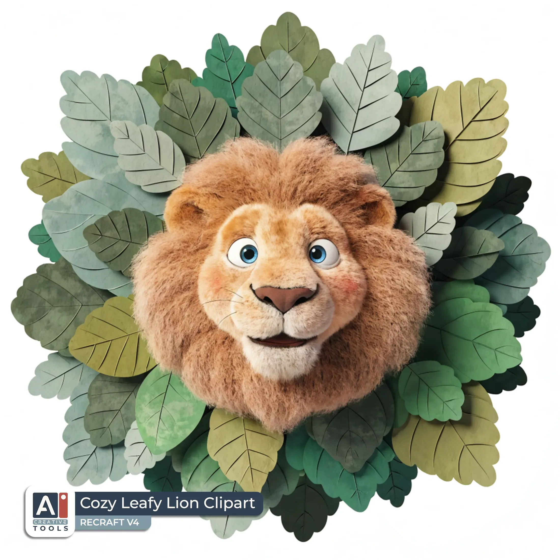 Cozy Leafy Lion Clipart