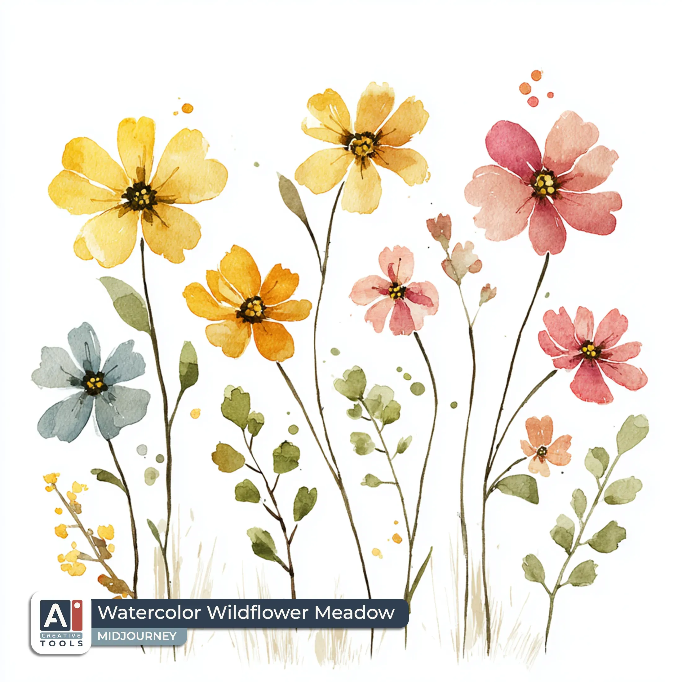 Watercolor Wildflower Meadow