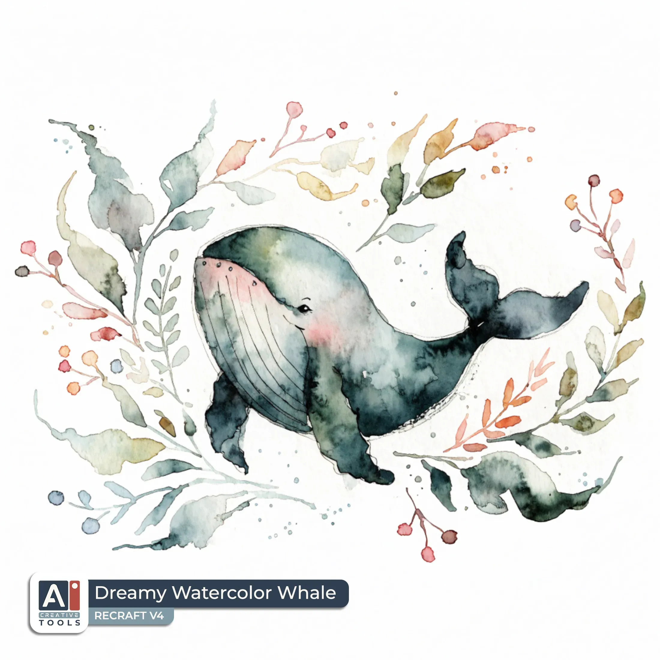 Dreamy Watercolor Whale