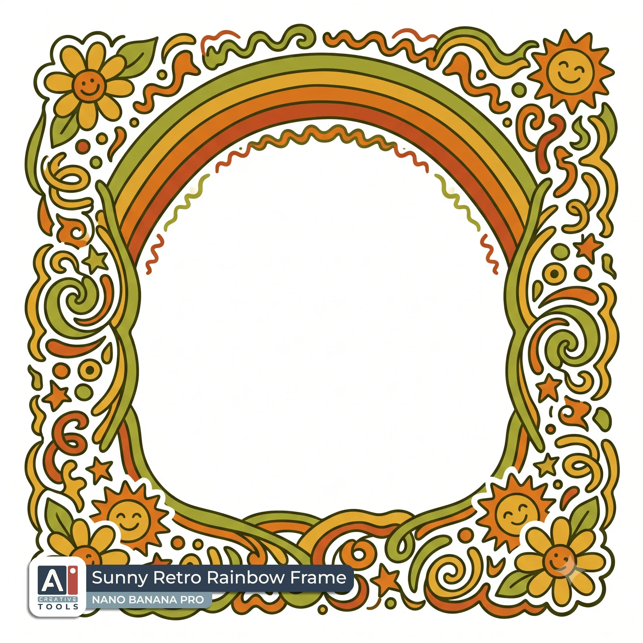 Sunny Retro Rainbow Frame