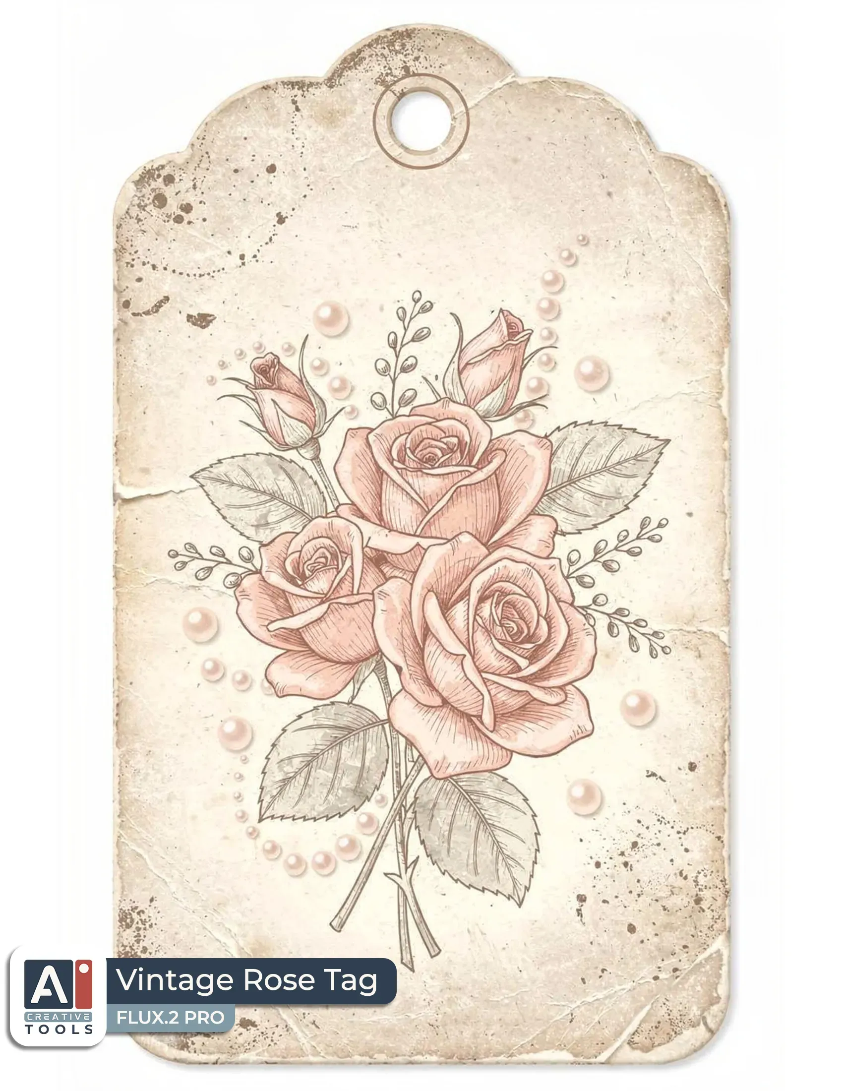 Vintage rose tag