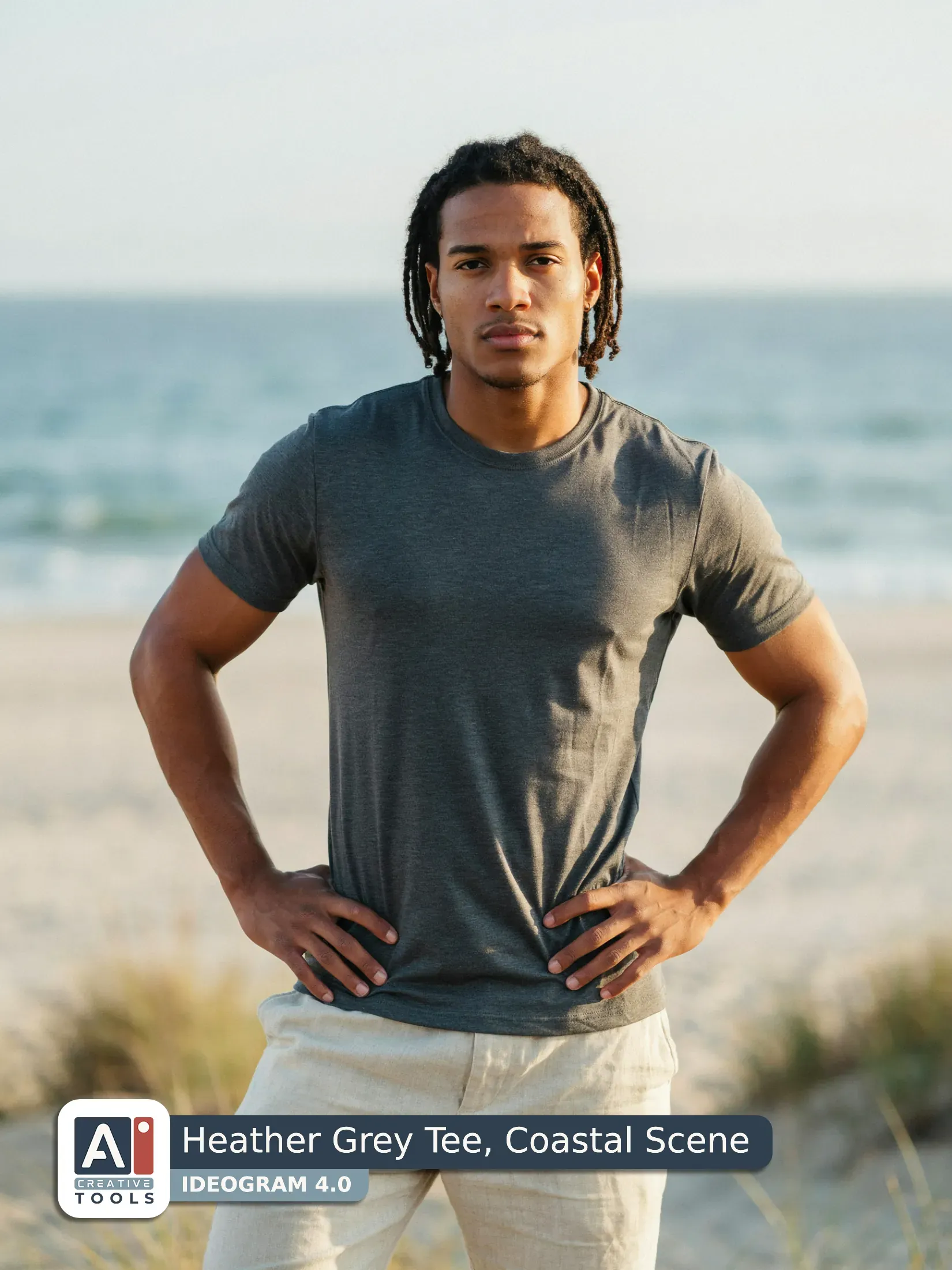 Heather Grey Tee, Coastal Scene