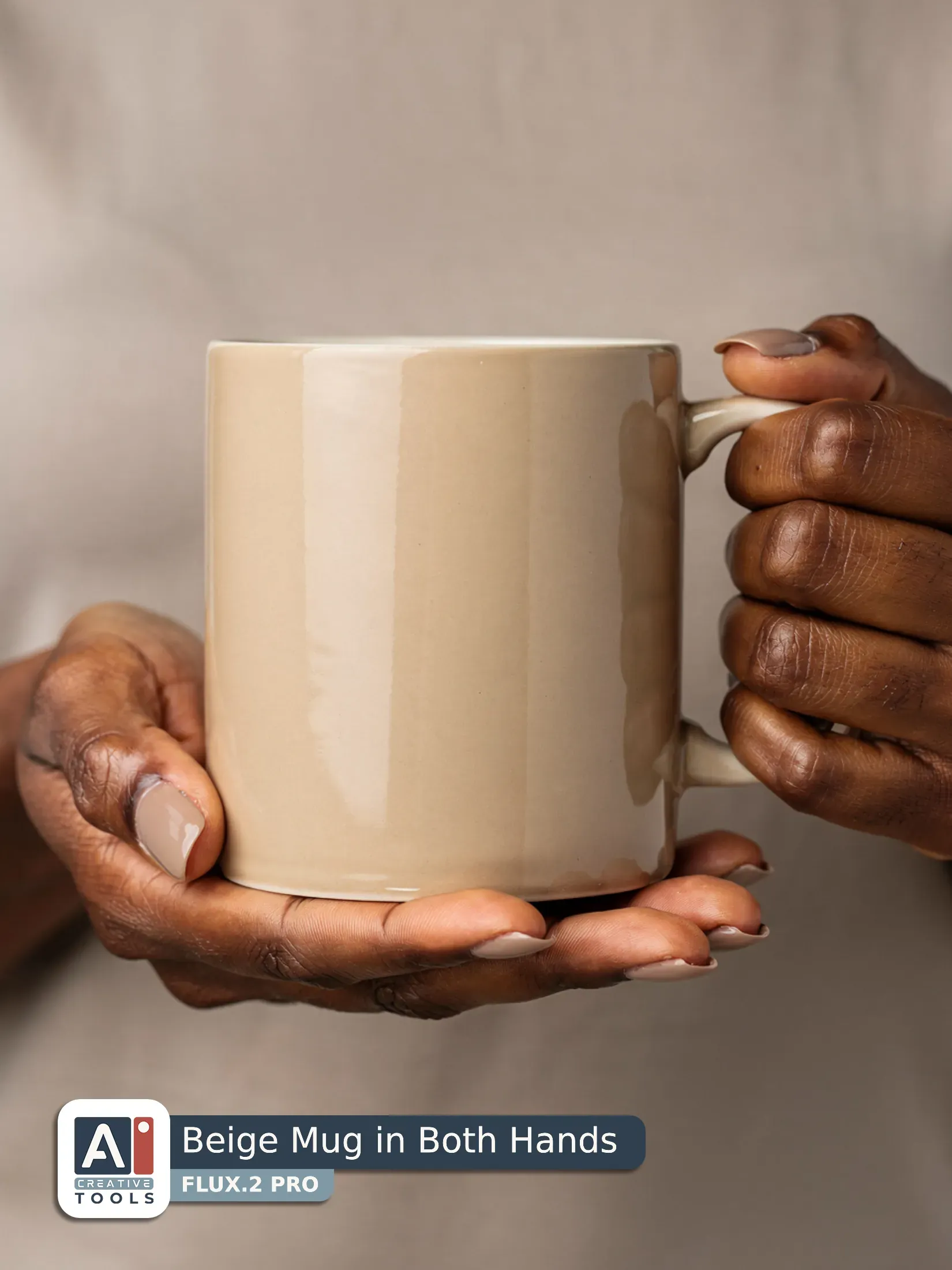 Beige Mug in Both Hands