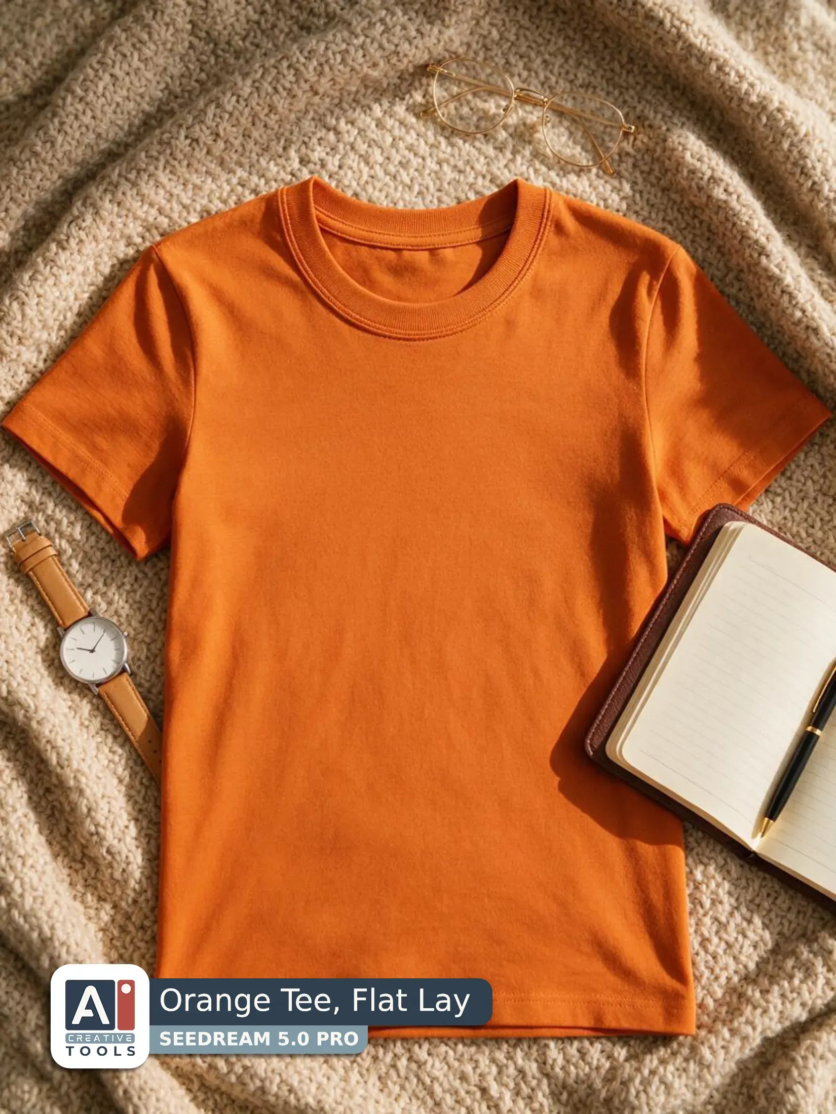 Orange Tee, Flat Lay