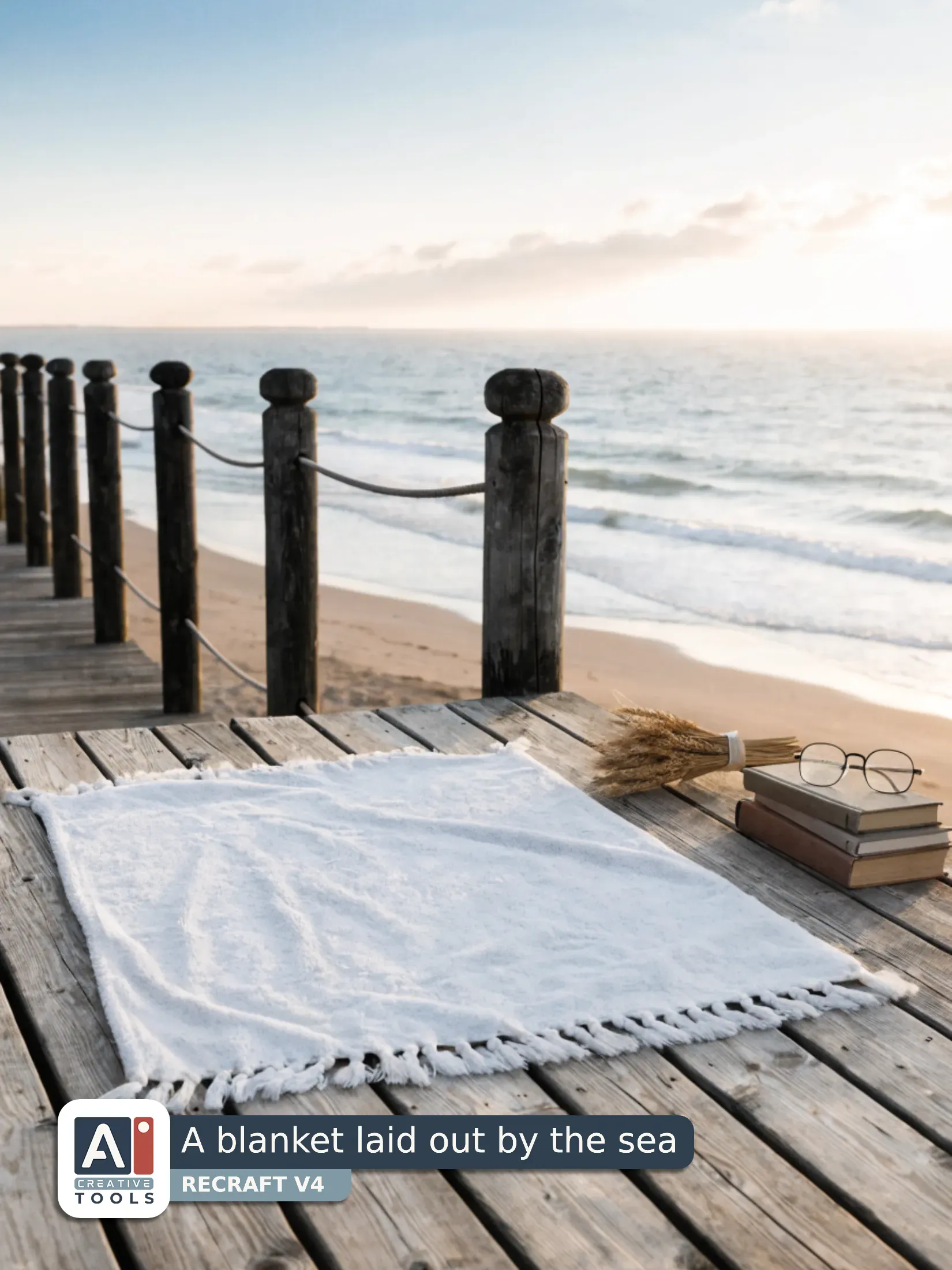 A blanket laid out by the sea
