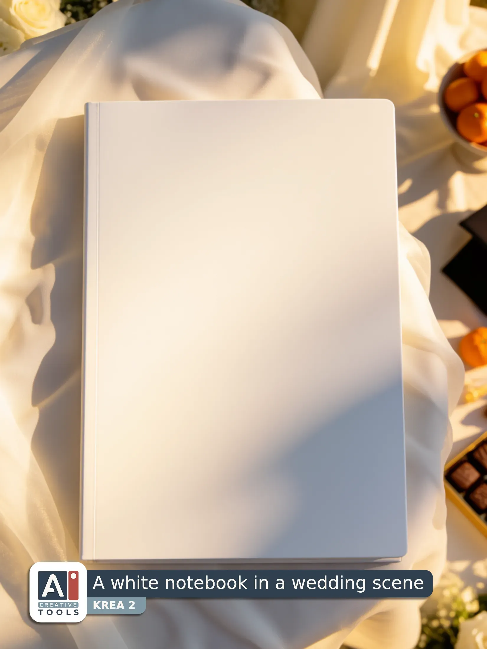 A white notebook in a wedding scene