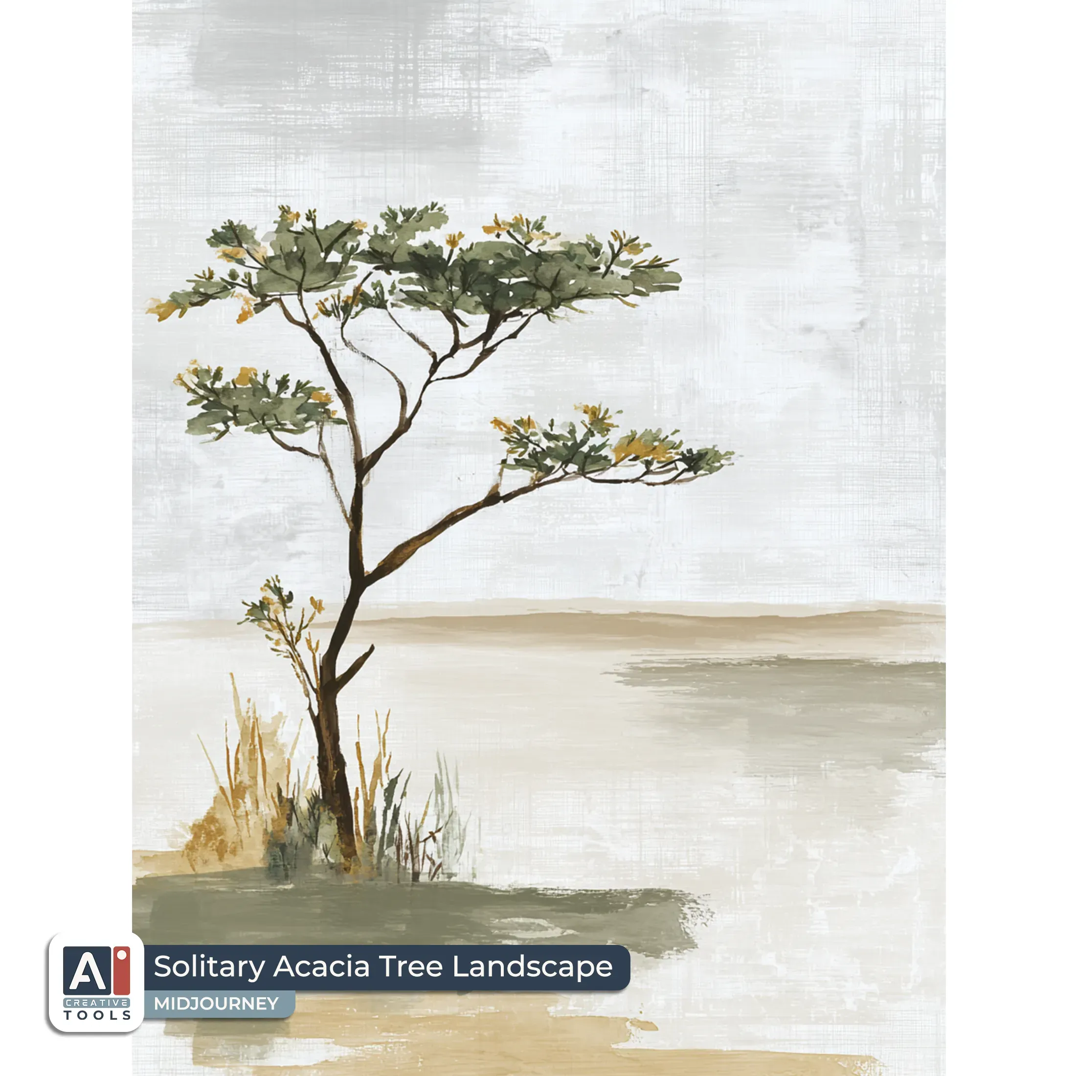 Solitary acacia tree landscape